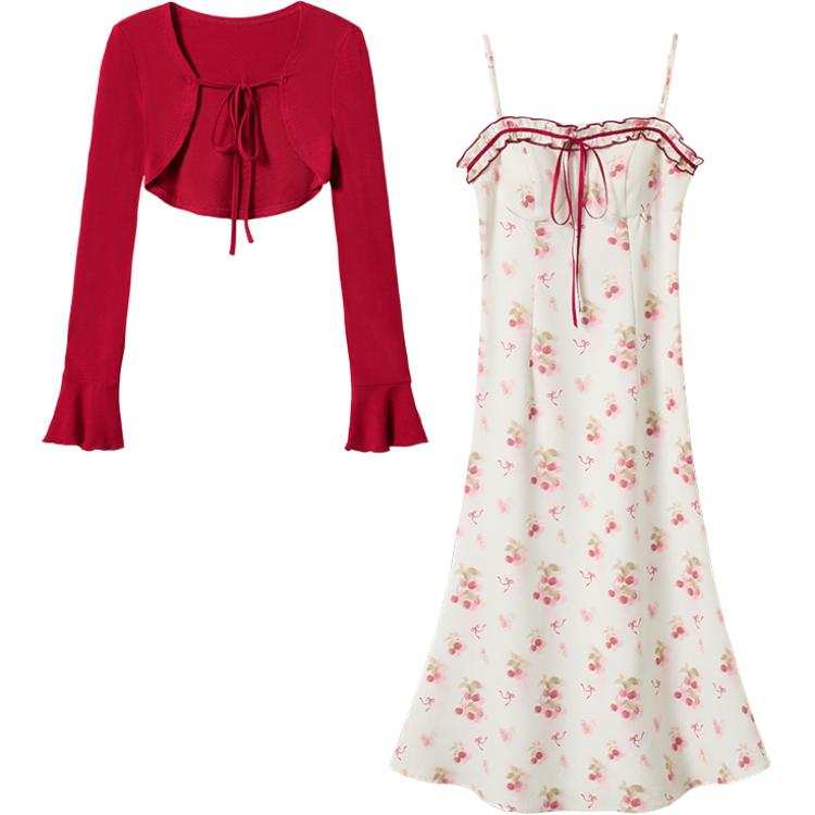 FABRIC PIG Two Piece Skirt Sets Women's Square Collar Moderate Long