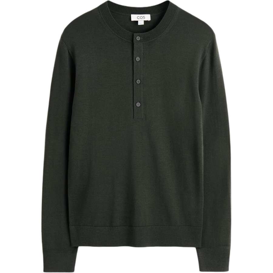 COS COS Sweaters Men's Dark Green Henry Collar Moderate