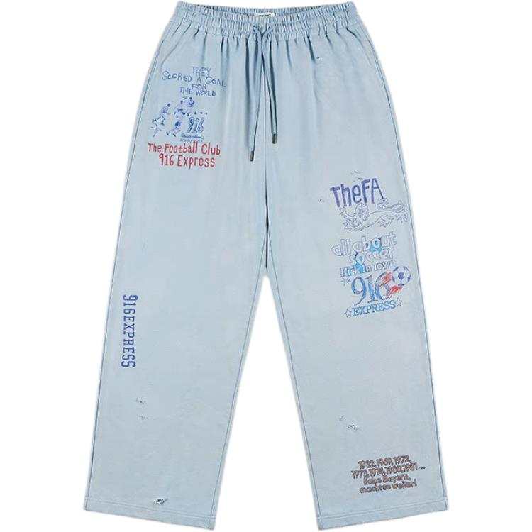GOOD BAI Casual Pants Unisex Washed Blue Moderate Straight Fit Pants