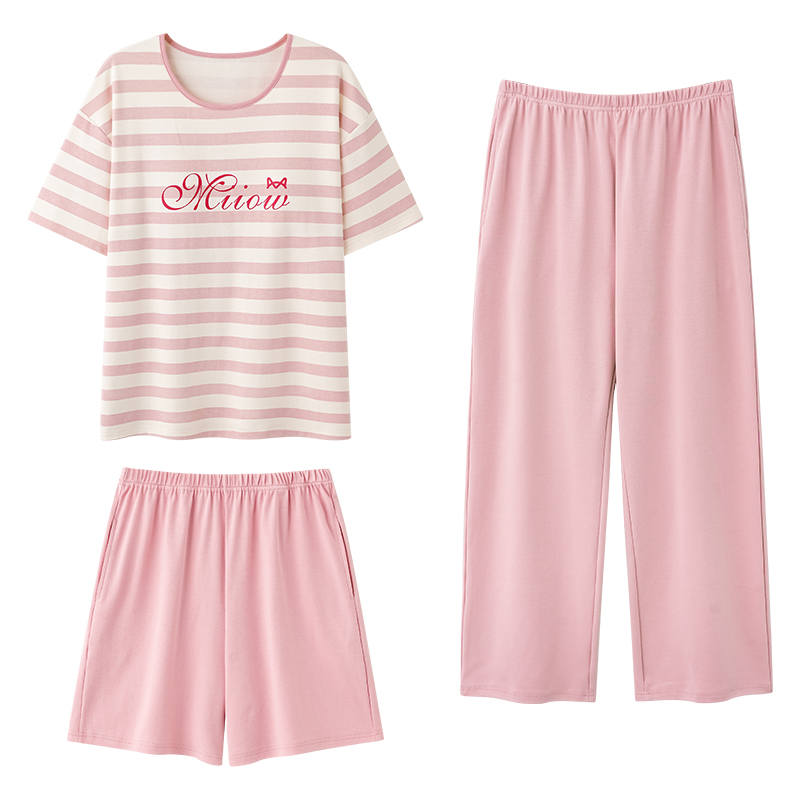 MIIOW MIIOW Pajama Set Women's Single Pack Pink Stripes