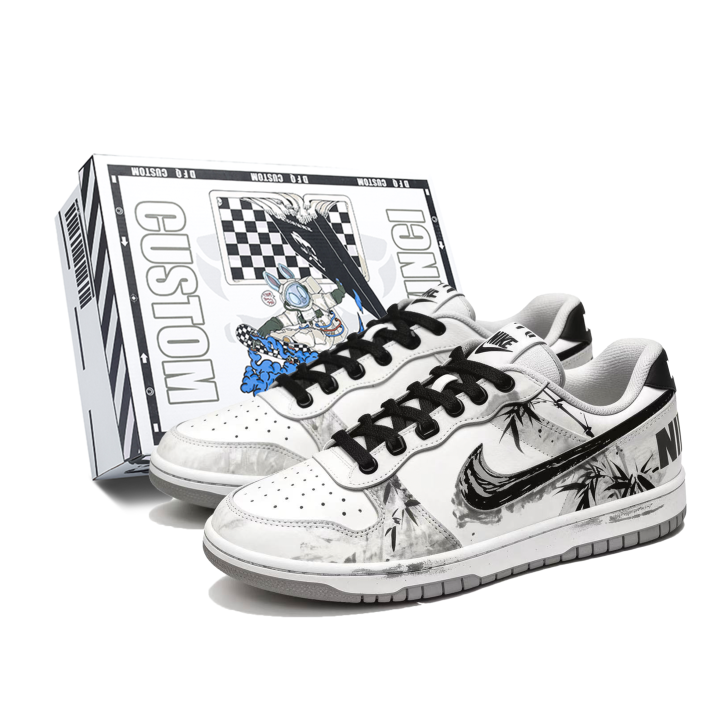 Nike Custom Shoes Nike Big Low Lux Ink Bamboo · Clear Grace Box Low top Skateboard Shoes Men's Black White