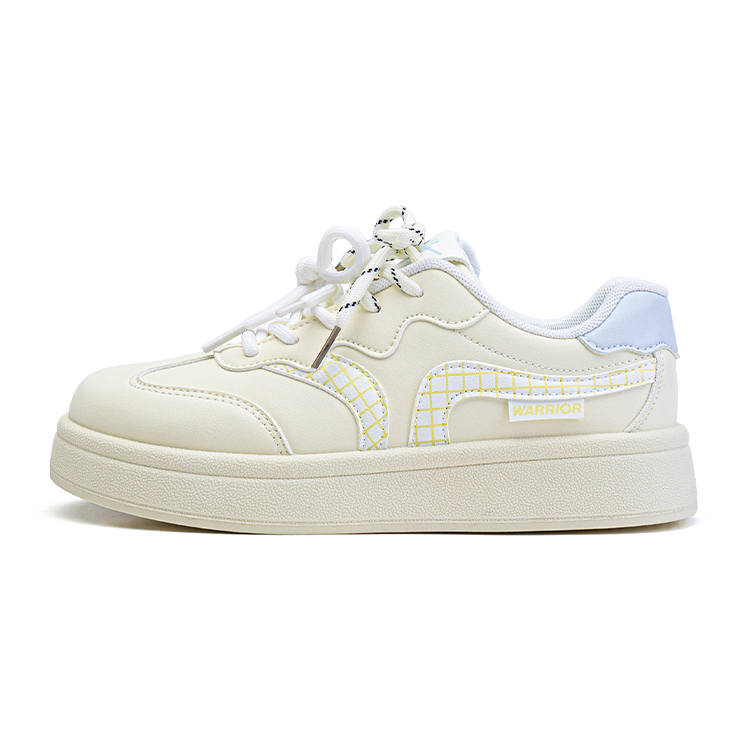 WARRIOR Coverage Height Increasing Abrasion Resistant Lightweight Breathable Low top Skateboard Shoes Women's Yellow