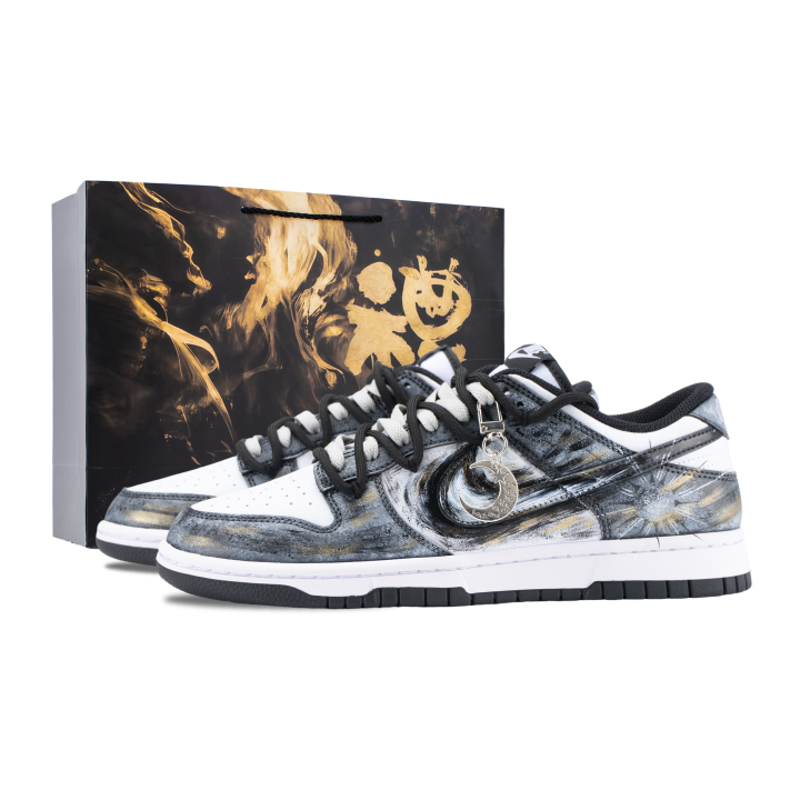 Nike Nike Dunk Eclipse Mark Abrasion Resistant Slip Resistant Low top Skateboard Shoes Unisex Black White Gold