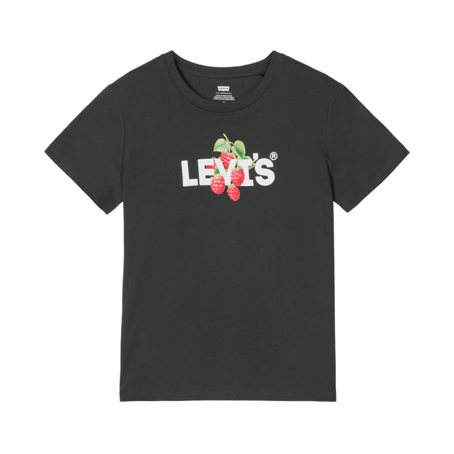 Levis T Shirts Women's Black Crew Neck Thin Straight Fit