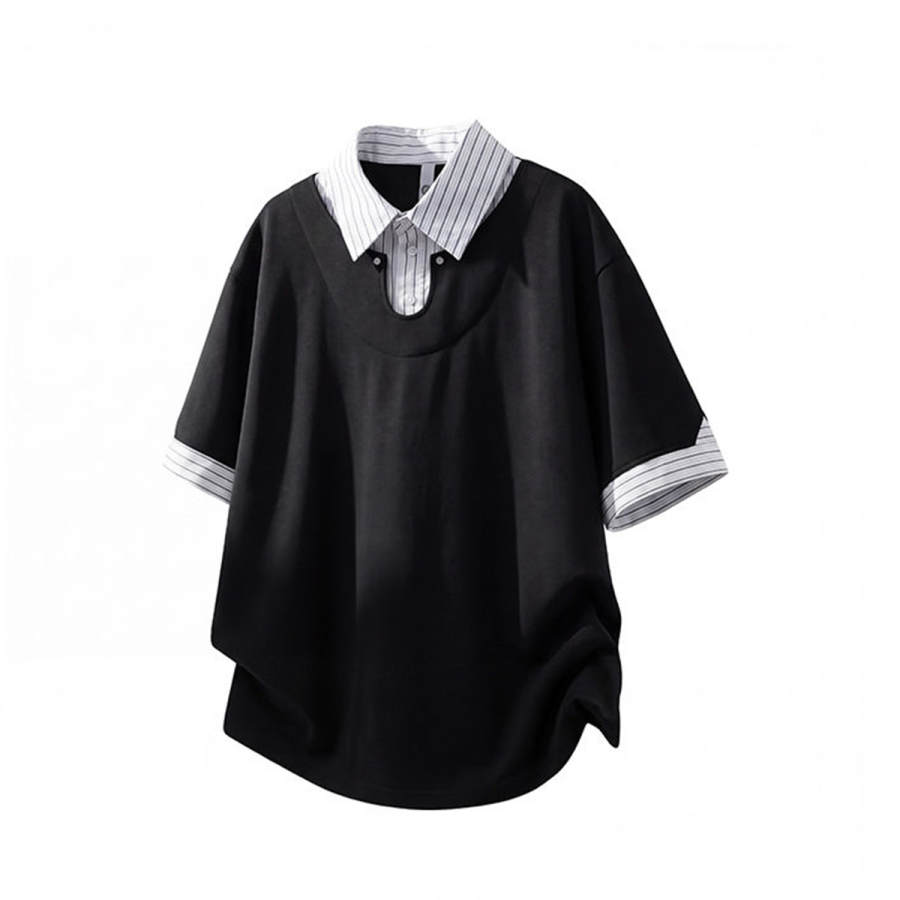 GWAF T Shirts Unisex Polo Collar Moderate Mock Two Piece