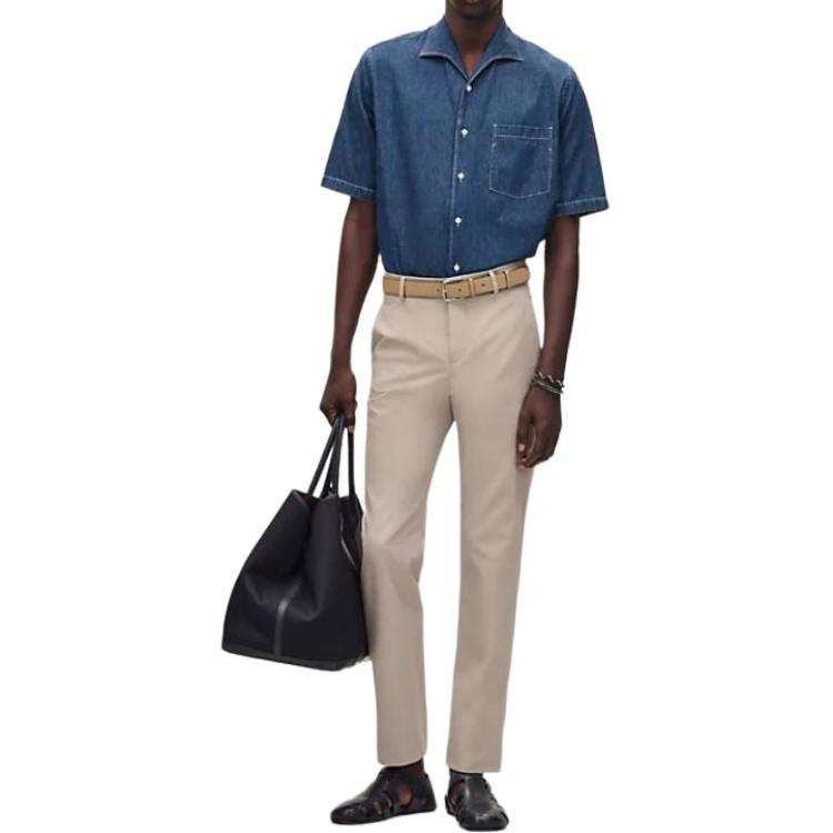 HERMES HERMES Shirts Men's Washed Indigo Moderate