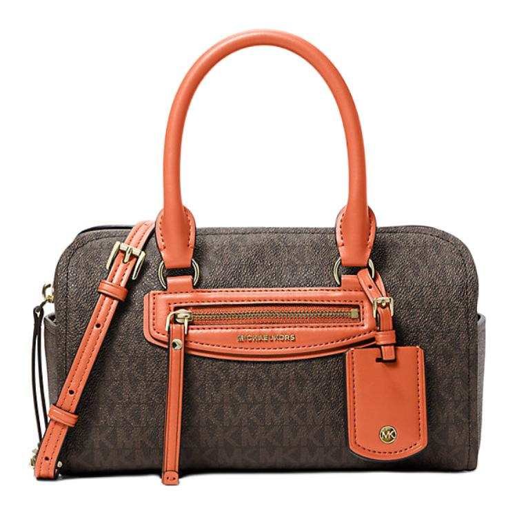 MICHAEL KORS Jet Set Travel Coated Canvas One Shoulder Handbag Mini Women's Dark Brown & Orange