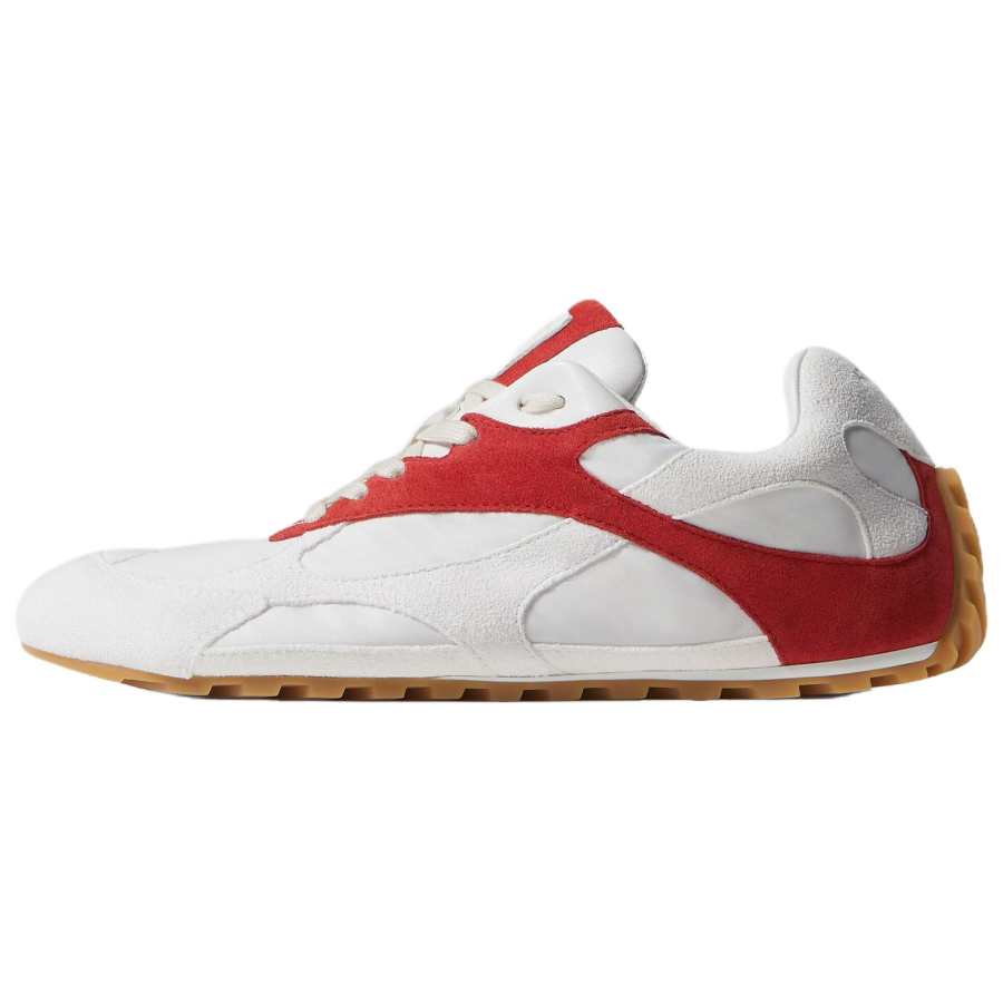 Bottega Veneta Orbit Flash Low top Casual Shoes Unisex Fiber White & Cardinal Red