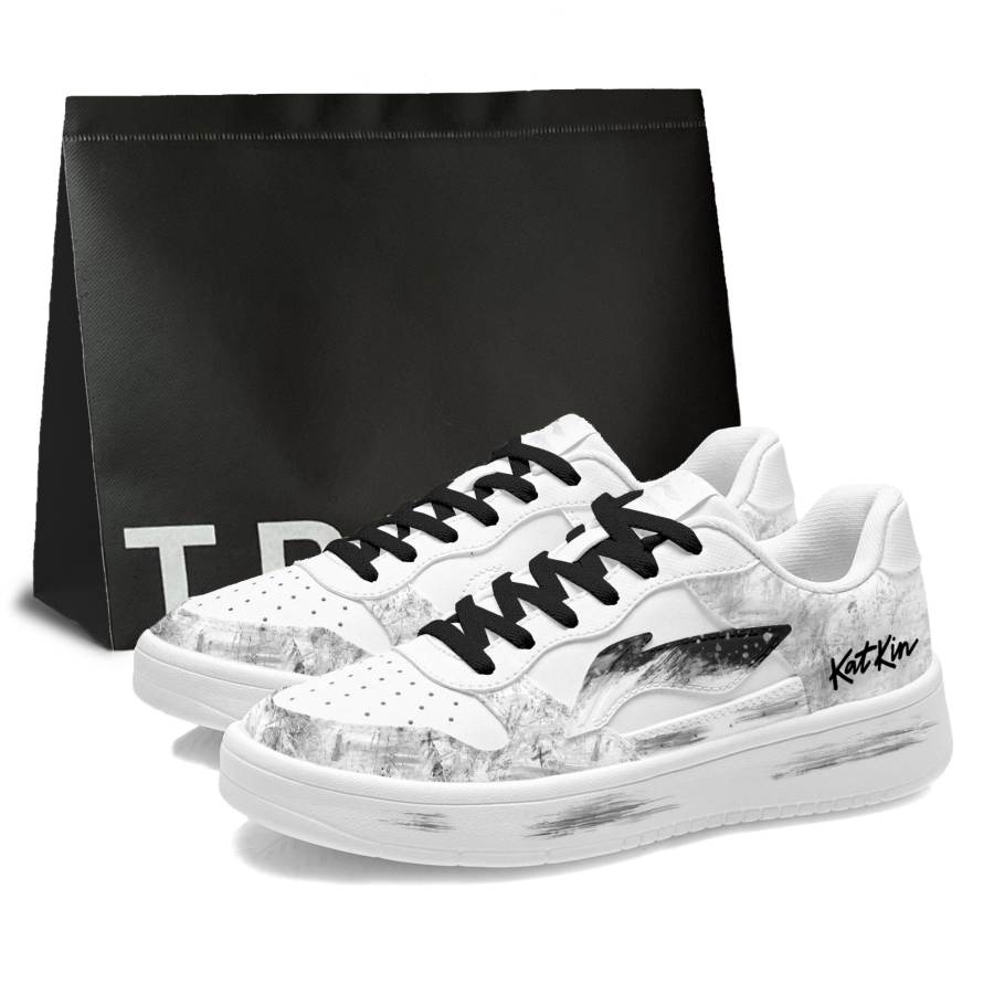 Li-Ning Li Ning Floating Boat Gray Rhythm Synthetic Leather Lightweight Breathable Low top Skateboard Shoes Men's Black