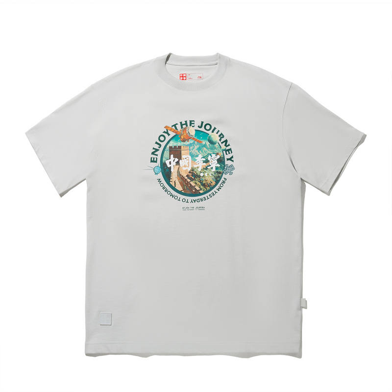 Li-Ning Li Ning Short Sleeved T Shirts Unisex Waterdrop Gray