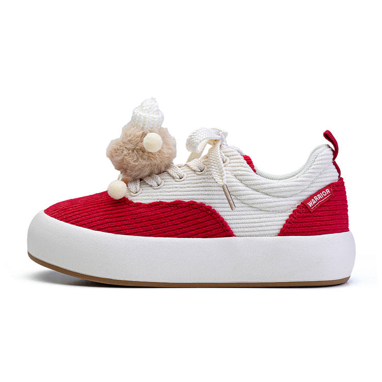 Warrior Coverage Height Increasing Abrasion Resistant Lightweight Slip Resistant Low top Canvas Shoes Women's Beige Red