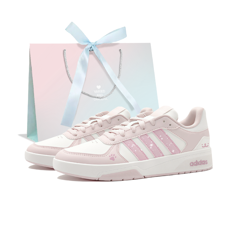 Adidas Adidas COURTBEAT Bear Winnie Lightweight Breathable Low top Skateboard Shoes Women's Pink White