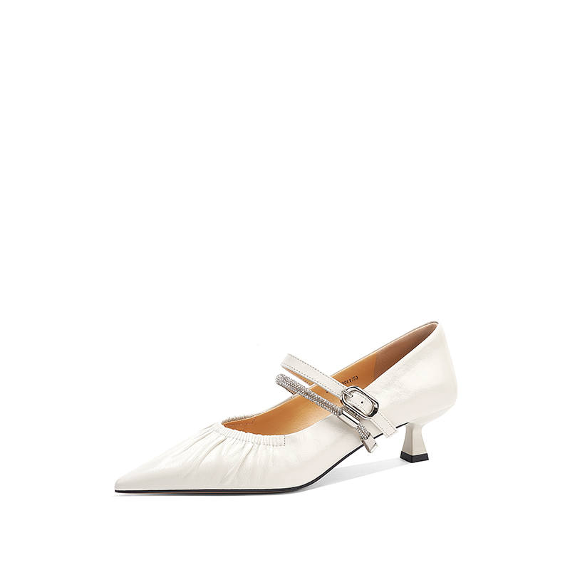 DUSHILIREN Cow Leather Block Heel High Heels Women's