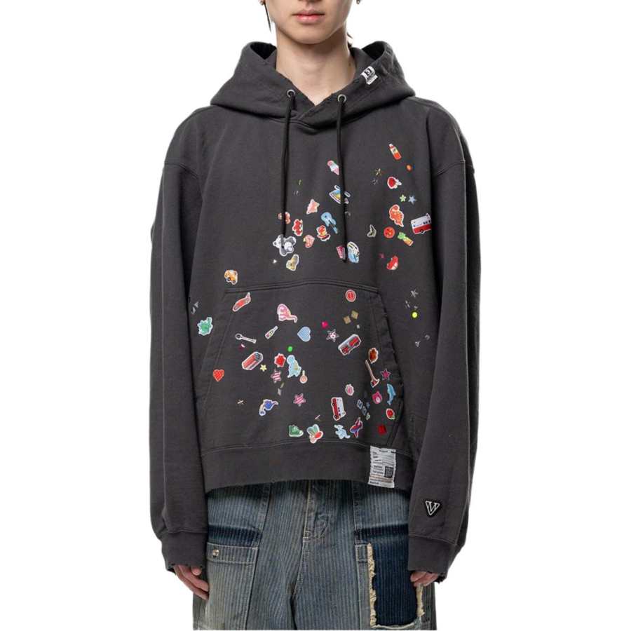 Maison Mihara Yasuhiro SS26 Kids Sticker Printed Hoodie Sweatshirt Men's