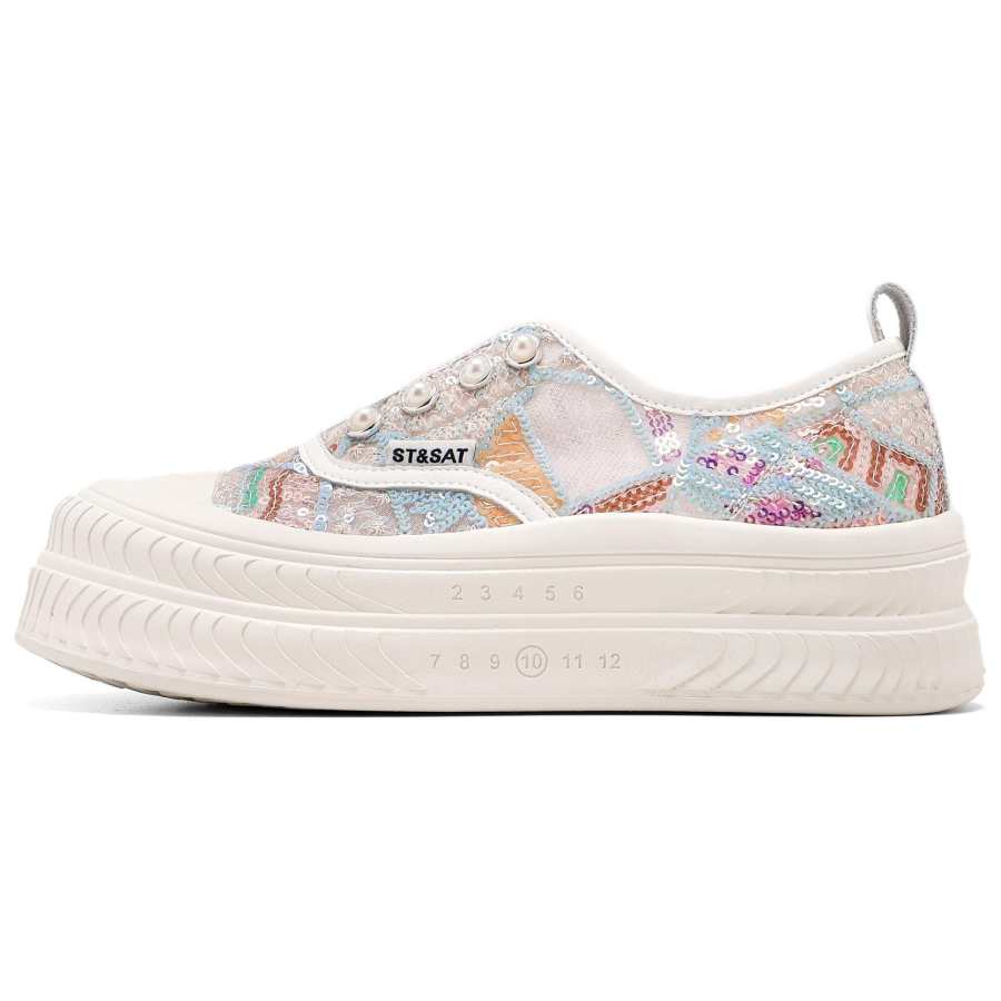 ST&SAT Synthetic Leather, Split Cow Leather Lightweight Breathable Low top Skateboard Shoes 4.5CM Women's
