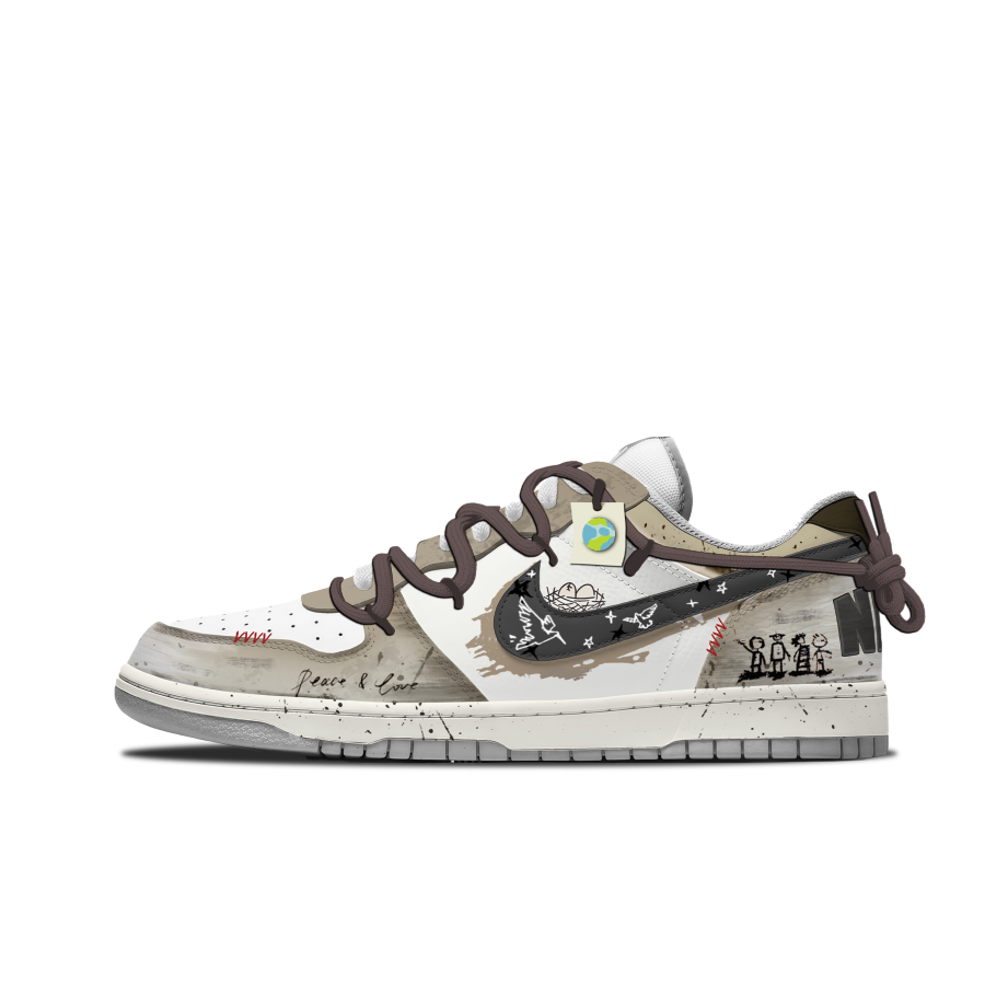 Nike Custom Shoes Nike Big Low Lux Dove Shadow Star Path Low top Skateboard Shoes Men's Khaki