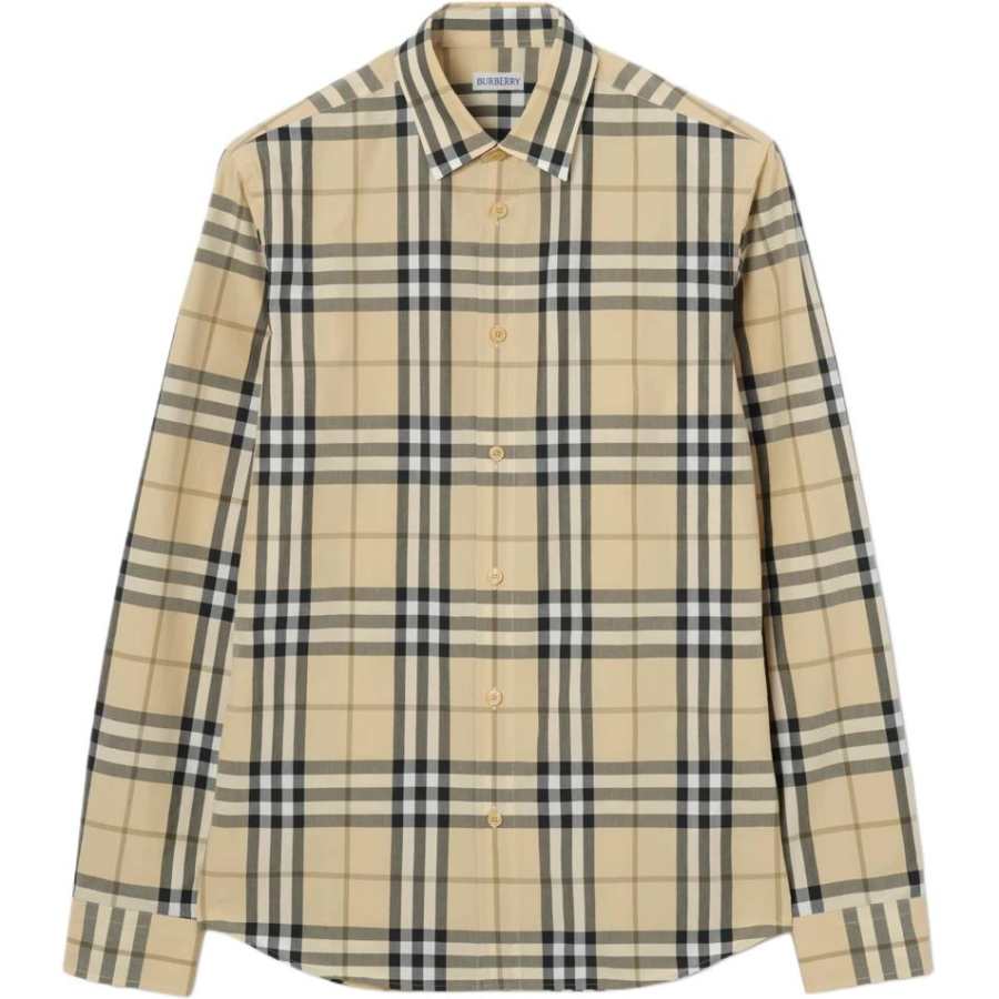 Burberry Shirts Men's Beige Lapel Moderate