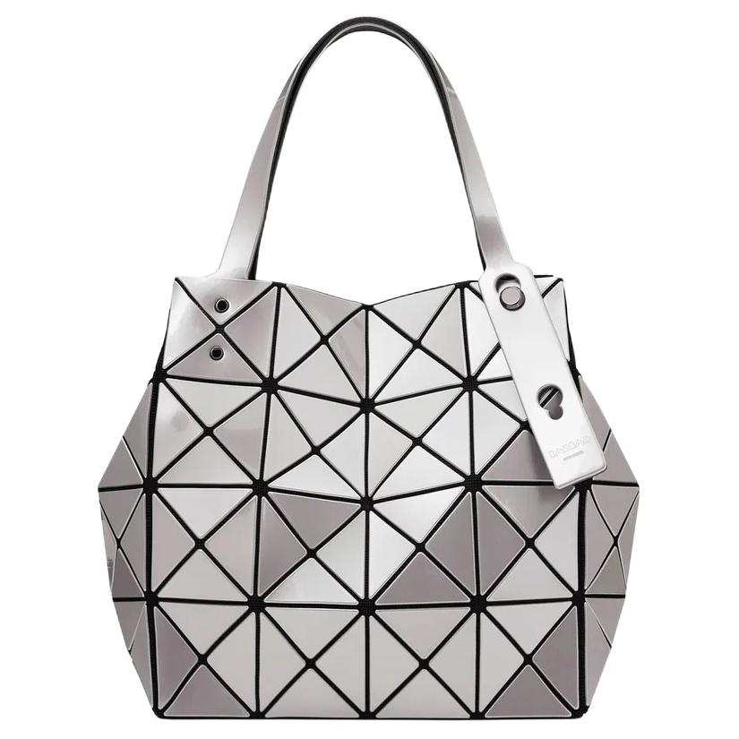 ISSEY MIYAKE CARAT PVC Artificial Leather Handbag Women's Silver Gray