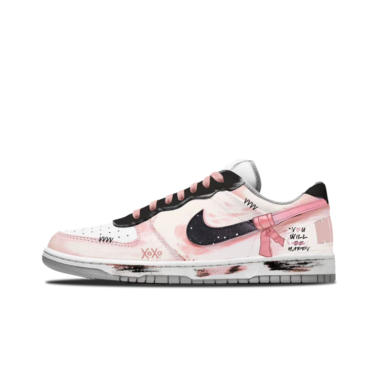 Nike Custom Shoes Nike Big Low Lux Dusty Pink Love Letter Low top Skateboard Shoes Men's Pink
