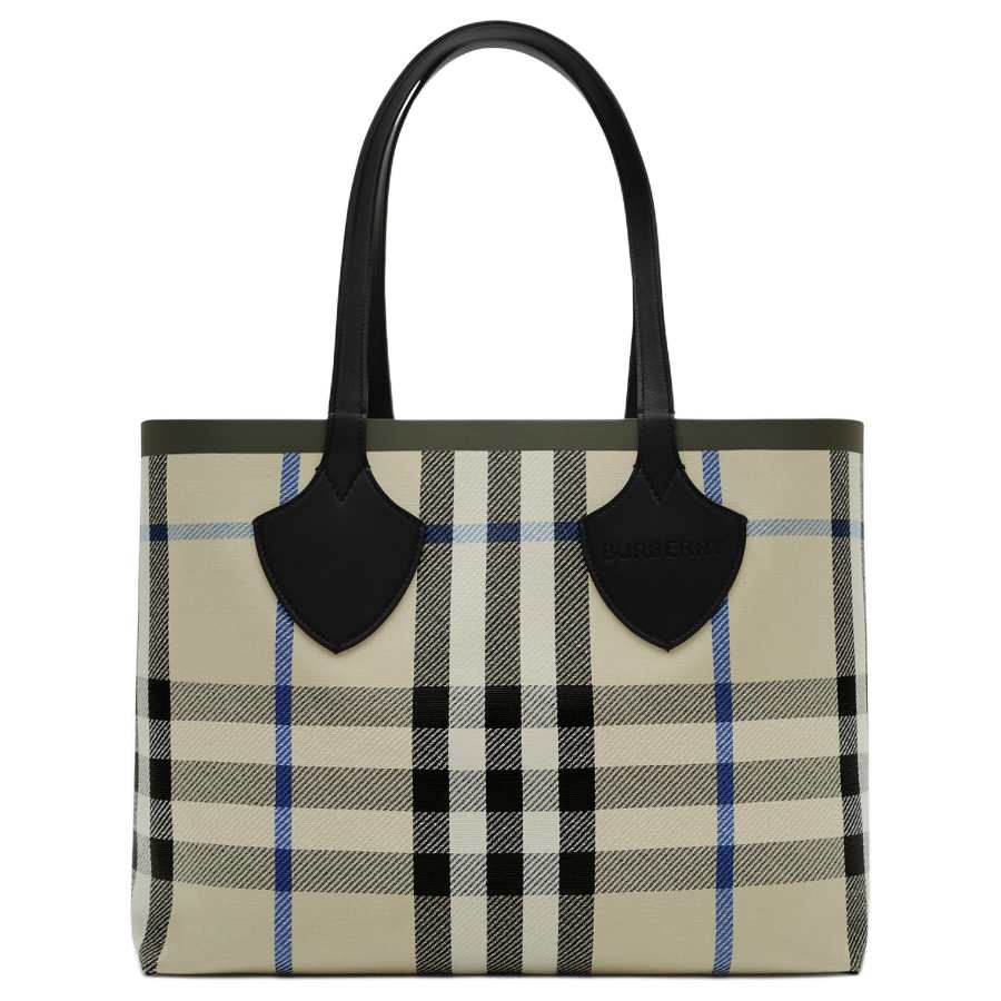 Burberry Polyester With Cotton Tote Handbag Medium Women's Amaranth Beige Yellow