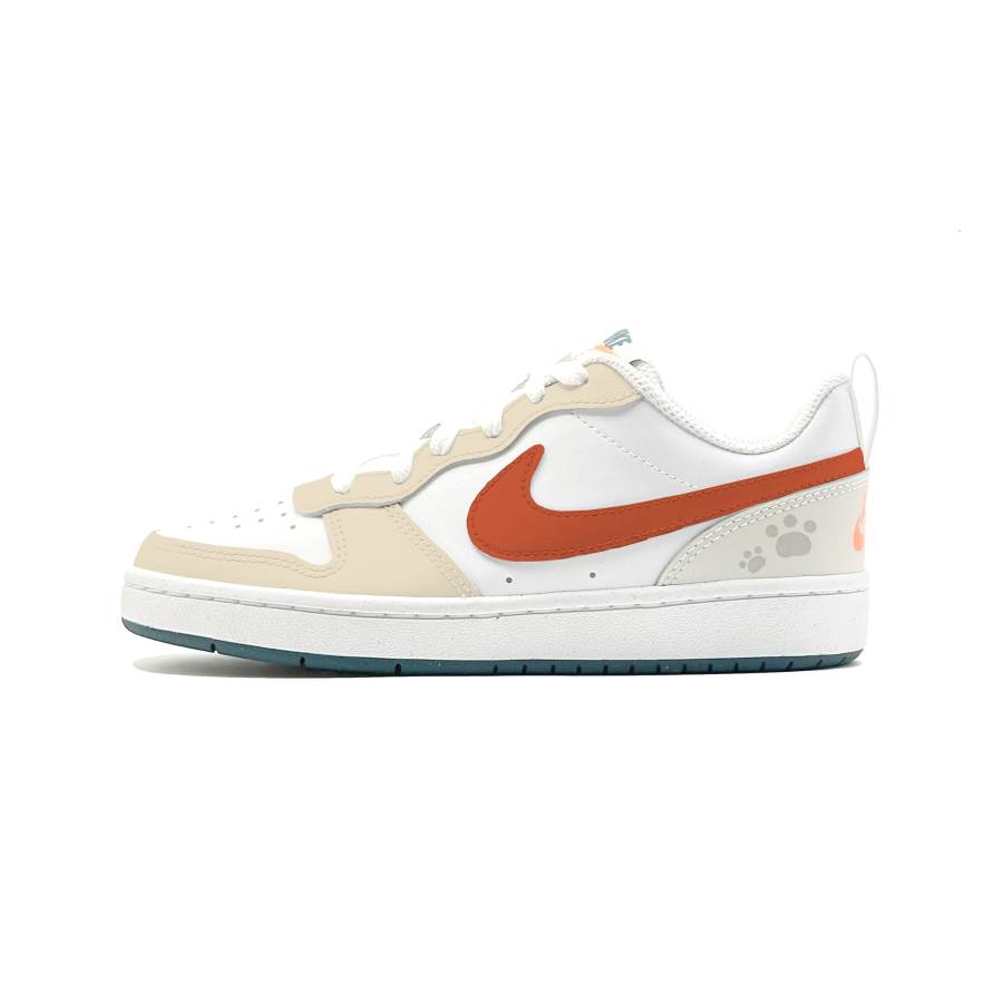 Nike Nike Court Borough 2 Sweet Orange Cream Lid Leather Slip Resistant Cushioning Abrasion Resistant Low top