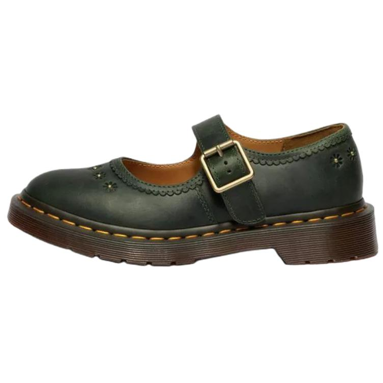 Dr.Martens Flower Mary Jane Leather Platform Mary Jane Shoes Women's Green