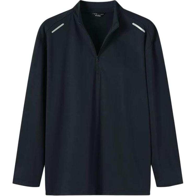 Tonlion T Shirts Men's Navy Blue Stand Collar Moderate Straight Fit