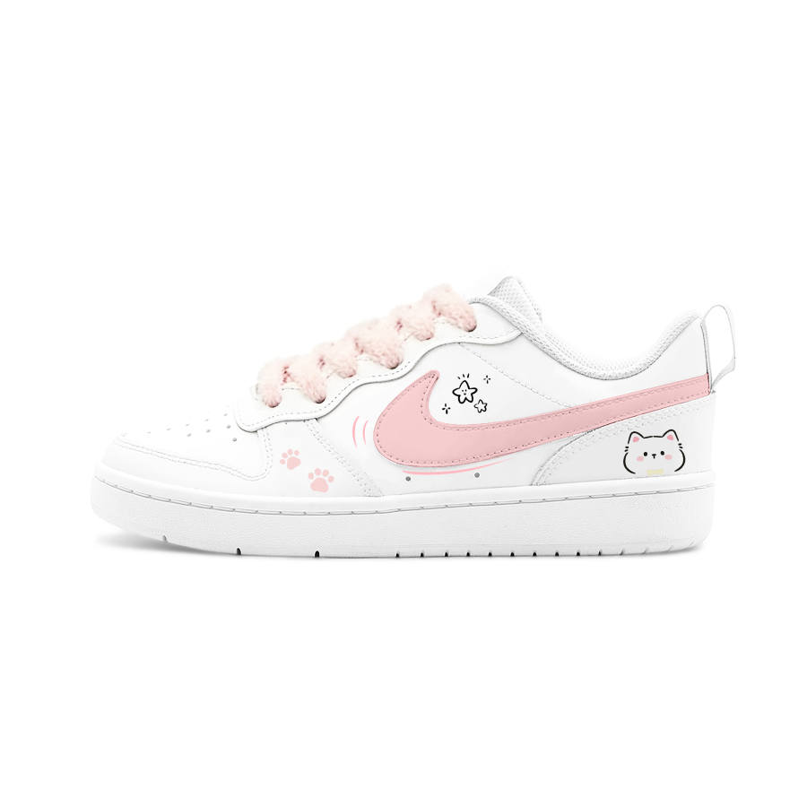 Nike Nike Court Borough Li Sheng, Milk Velvet Meow Star Slip Resistant Low top Kids' Skateboarding Shoes White Pink Unisex