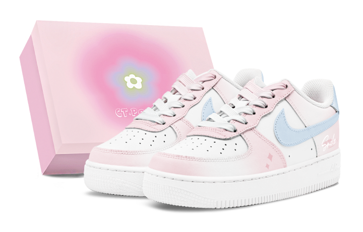 Nike Nike Air Force 1 Air Force 1 Low top Skateboard Shoes Women's White Pink Blue