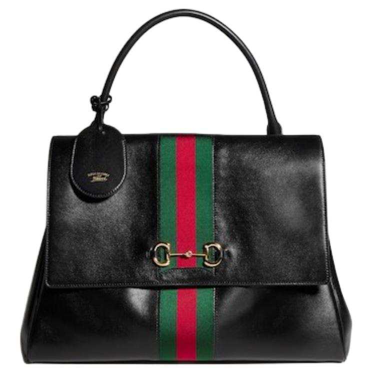 GUCCI Leather One Shoulder Handbag Large Women's Black