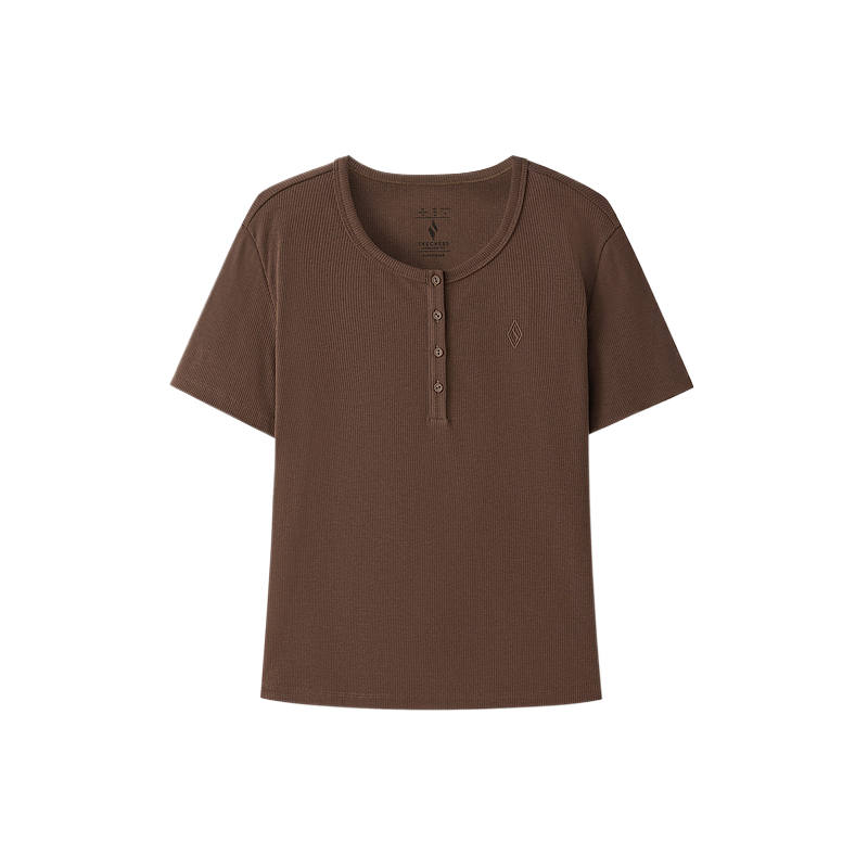 Skechers T Shirts Women's Cocoa Brown 05KQ Crew Neck Moderate