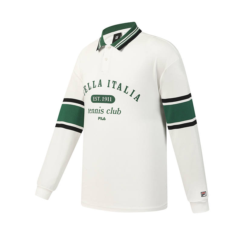 FILA Tennis Polo Shirts Men's Cloud White Polo Collar Moderate Straight Fit