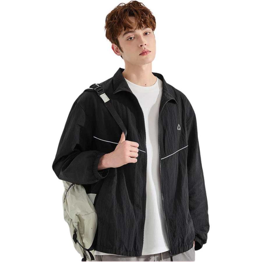Tonlion Jackets Men's Black Stand Collar Moderate Other