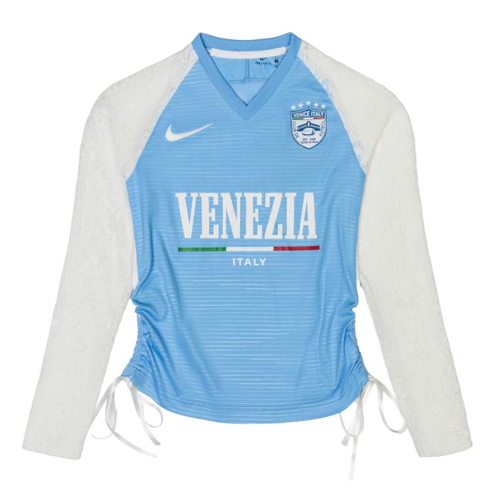 Nike Nike T Shirts Women's Sky Blue V Neck Thin Nipped In Waist