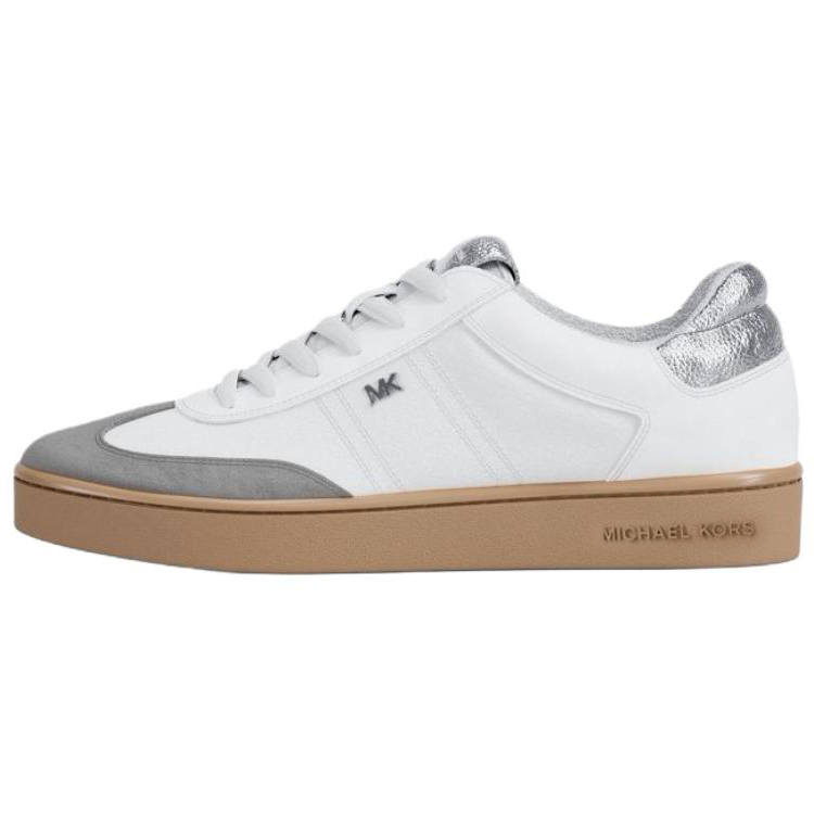 MICHAEL KORS Cody Cow Split Leather Low top Skateboard Shoes 3cm Women's White Gray Silver