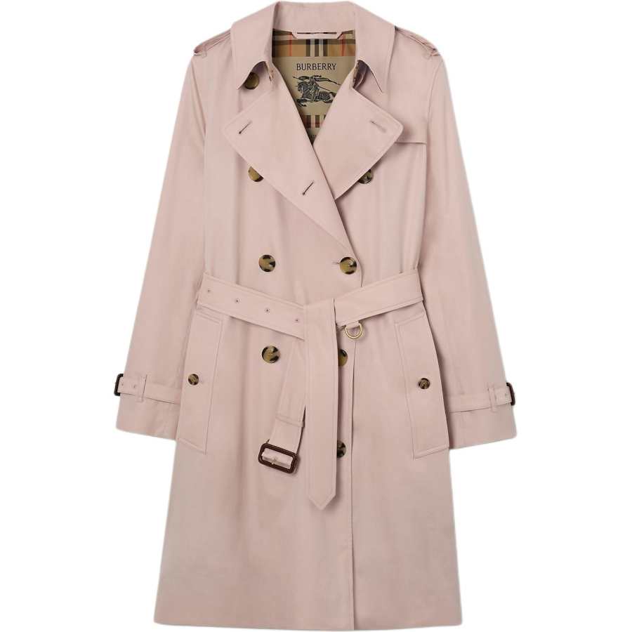 Burberry Trench Coats Women's Light Sugar Pink Lapel Moderate