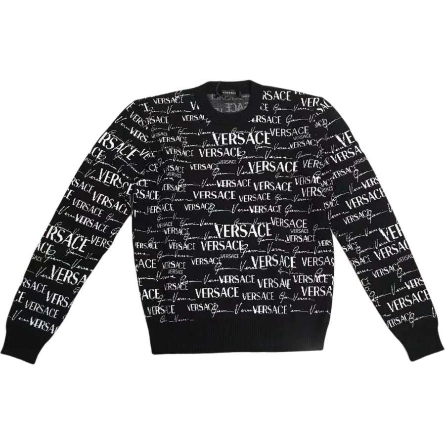 VERSACE VERSACE Sweaters Men's Black Crew Neck Moderate Straight Fit
