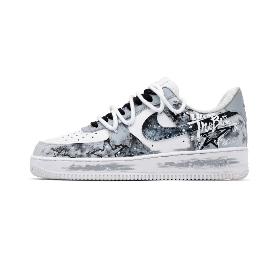 Nike Nike Air Force 1 Galaxy City Cow Leather Abrasion Resistant Slip Resistant Low top Skateboard Shoes Unisex Gray White