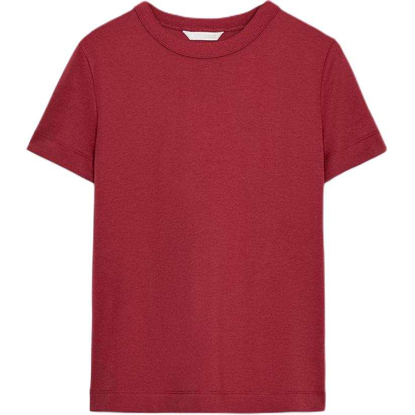 ZARA T Shirts Women's Dark Red Crew Neck