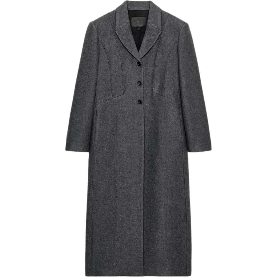 ZARA Coats Women's Dark Gray Lapel Moderate