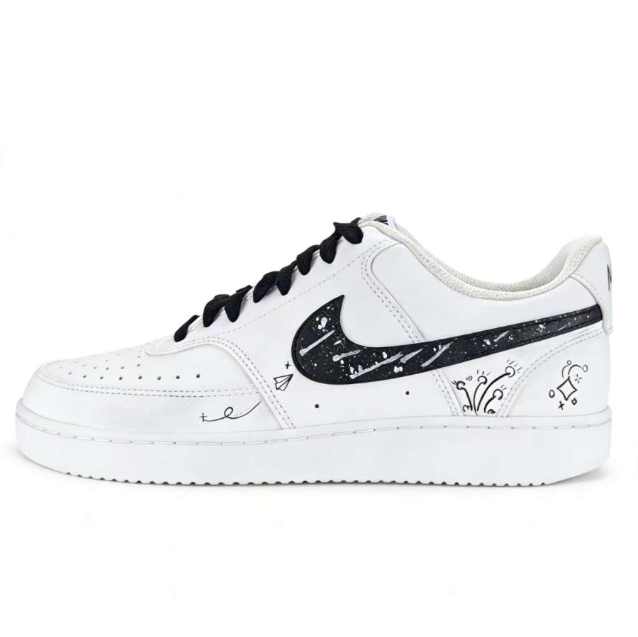 Nike Nike Court Vision 1 Campus Style, Luxury, Couple Outfits, Black And White, Casual Breathable Leather Abrasion Resistant