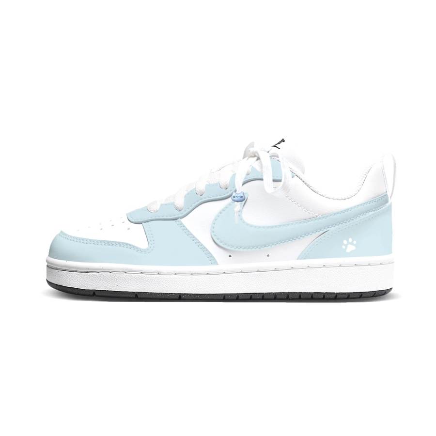 Nike Nike Court Borough Ice Blue Soft Cat Low top Kids' Skateboarding Shoes Blue White Teenagers