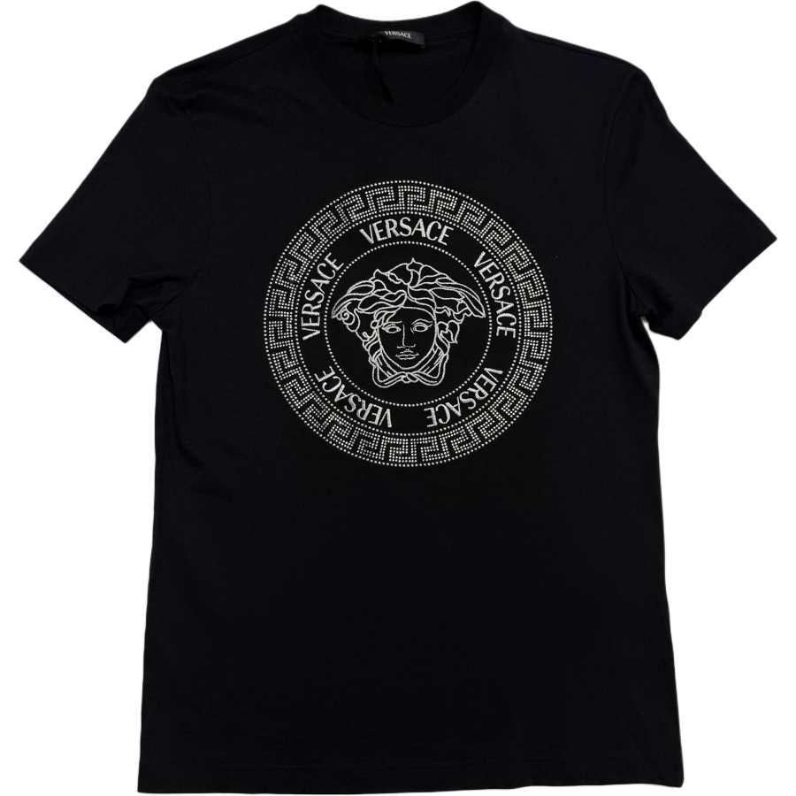 VERSACE T Shirts Men's Black Crew Neck Moderate Straight Fit