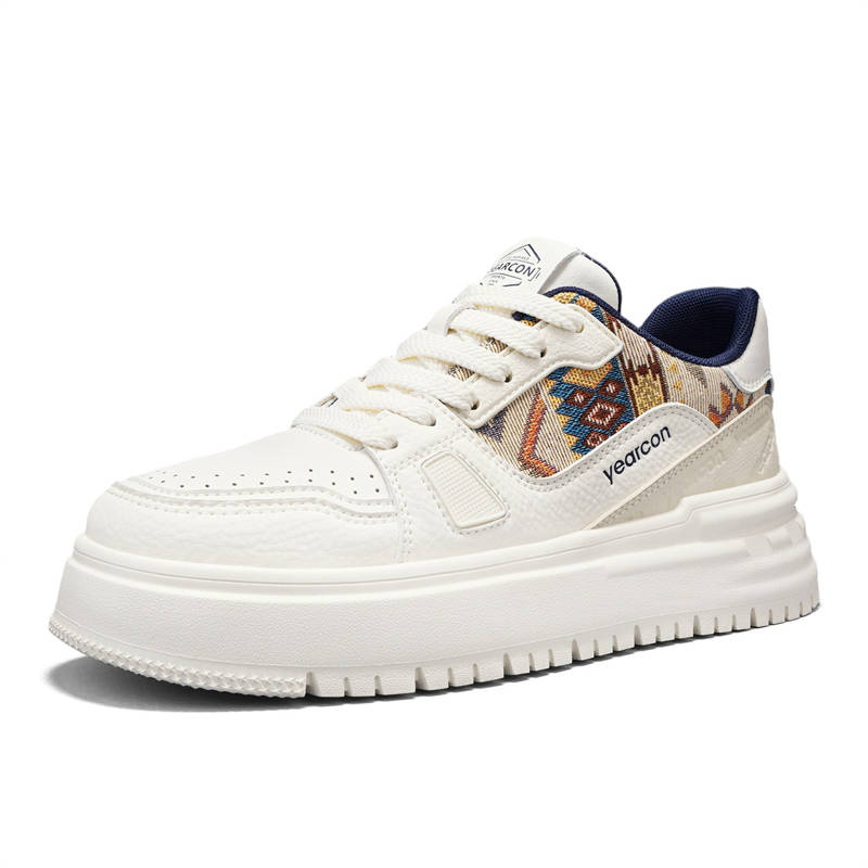 YEARCON Spring And Summer Breathable Elevator Shoes Ethnic Style Patchwork Casual Shoes Skateboard Shoes Men's