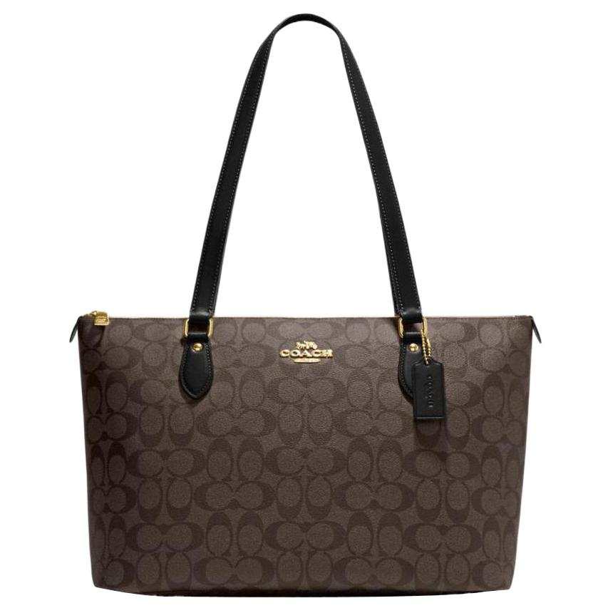 COACH Gallery Coated Canvas With Smooth Leather Tote Bag, Shopping Bag, Handbag, Crossbody Bag, Shoulder Bag Large