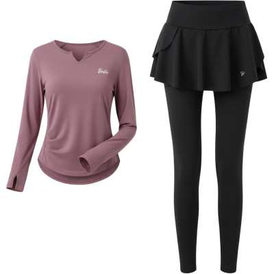 Barbie Fitness Sets Women's Berry Purple Black V Neck Moderate