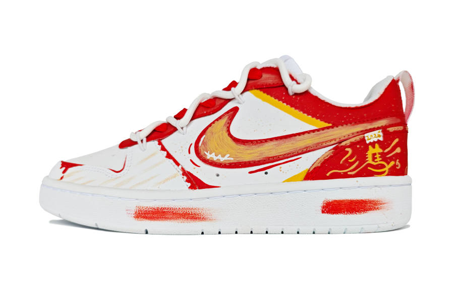 Nike Nike Court Borough Red Gold Racing Horse Kids' Skateboarding Shoes