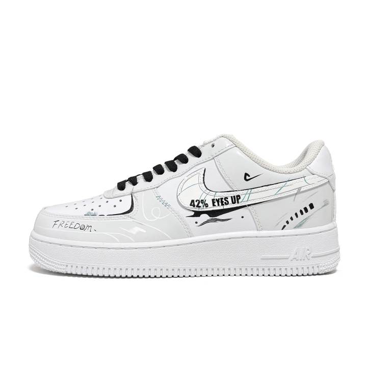 Nike Nike Air Force 1 Air Force 1, Zero Gravity Route Cushioning Breathable Low top Skateboard Shoes Men's Gray White