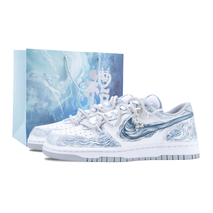 Nike Nike Big Tidal Wave Cloud Abrasion Resistant Breathable Low top Skateboard Shoes Men's White Blue