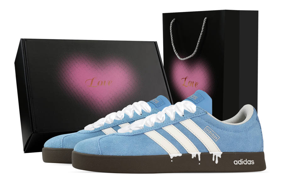 Adidas Adidas VL COURT 2.0 Milk Blue Melting, Heart Box Low top German Army Trainers Unisex Blue White